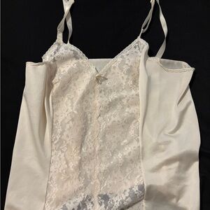 Cream Lace Chemise with Satin Panels